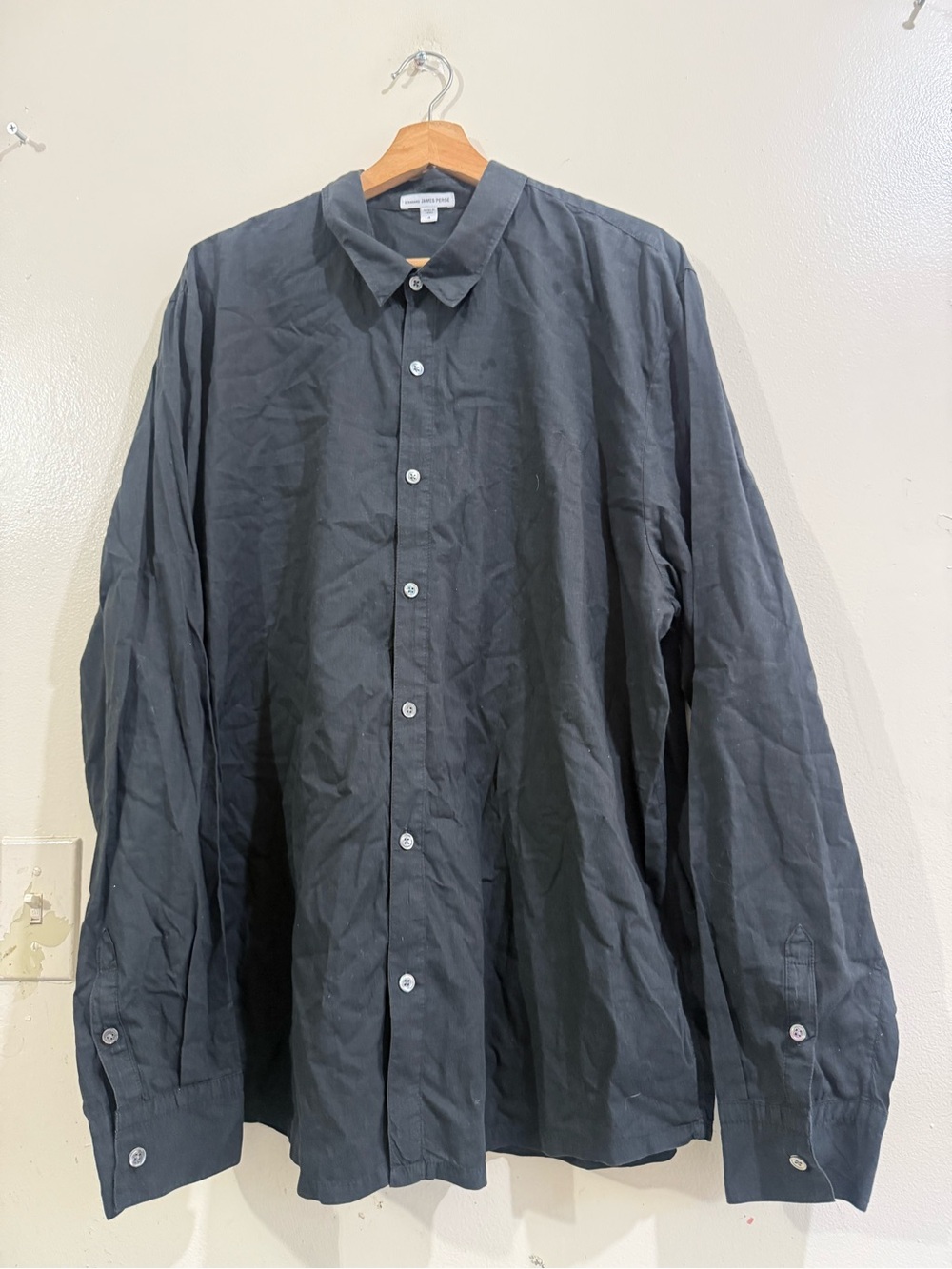 James Perse Black Long-Sleeve Button-Up Shirt